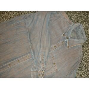 Haupt Germany‎ Shirt Mens XL Blue Tinted Denim Chambray Button Down Long Sleeve